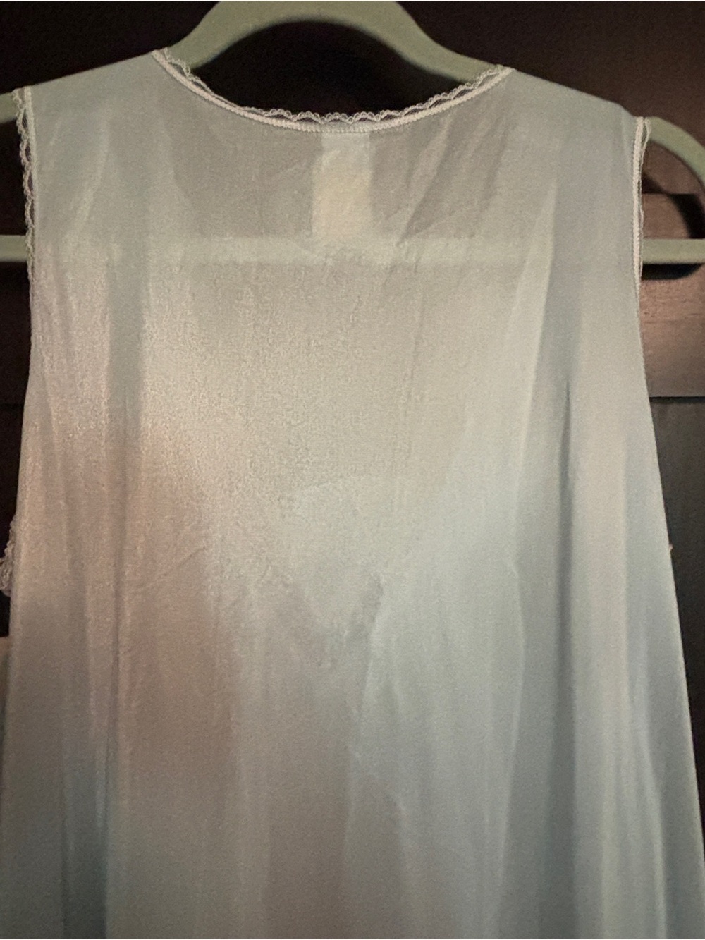 NWT Soft Light Blue Lace-Trim Sleeveless Nightgown by Deena, Medium - Picture 8 of 9